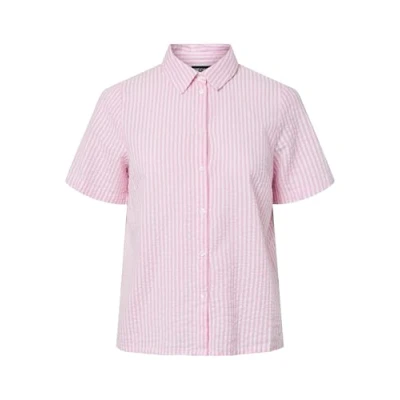 Image of PIECES Women&#039;s Pcsally SS Shirt Noos, Pastel Lavender/Stripes: Cloud Dancer, XS