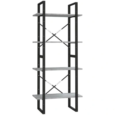 Image of vidaXL 4 Tier Book Cabinet Grey Sonoma 60x30x140 cm Engineered Wood