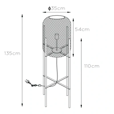 Image of Mesh Vintage Floor Lamp Ø 35cm 1xE27 Matt Gold, Brass