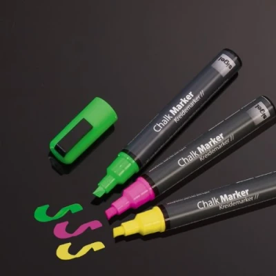 Image of SIGEL GL182 Chalk Marker 50, chisel tip 1 5 mm, Pink/Green/Yellow, 3 Pieces