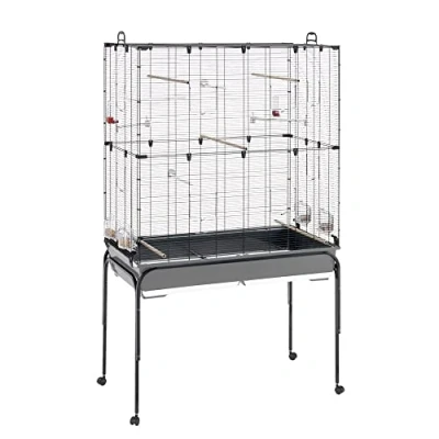 Image of Ferplast PLANETA Bird Cage, Aviary, Canary Parakeets, Small with Accessories and Stand Wheels, 99.5 x 53 171.5 cm