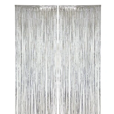 Image of Silver Metallic Shimmer Curtain 3 x 8 Ft / 91 244cm Pack of 2