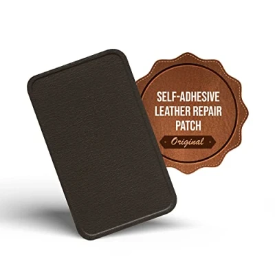 Image of MastaPlasta Premium Leather Repair Patch Dark Brown 10cm x 6cm (4in 2.4in). Instant Upholstery Quality Scratch and Tear for Sofas, Car Interiors, Bags, Vinyl &amp; More