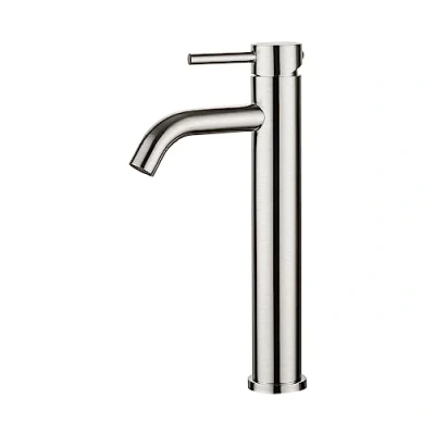 Image of Ibergrif Tall Basin Mixer Tap, Bathroom Sink High Rise Single Lever ‎Brushed Nickel, Stainless Steel M11203A