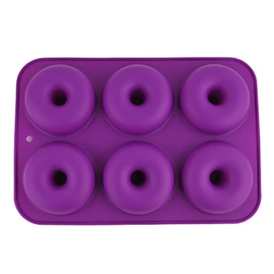 Image of Selecto Bake Silicone Donut Moulds, Silicon Doughnut Mould Large Non Stick 6 Cavity Molds Tray Pan Bagel Baking Tin Muffin Cupcake Biscuit Maker Bakeware (Purple)