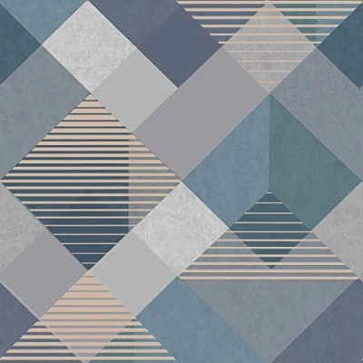 Image of Superfresco Easy Kaleidoscope Geometric Denim Wallpaper Paste The Wall Blue/Grey Contemporary Modern Design Perfect for Most Rooms Feature or 4