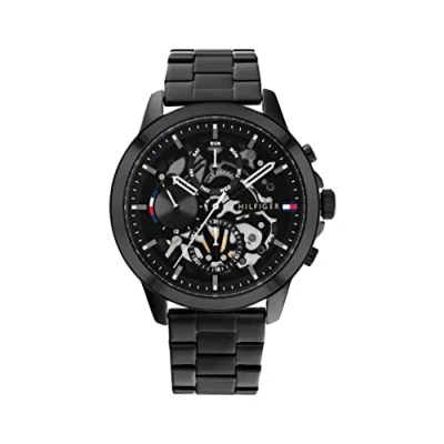 Image of Tommy Hilfiger Analogue Multifunction Quartz Watch for Men with Black Stainless Steel Bracelet 1710478