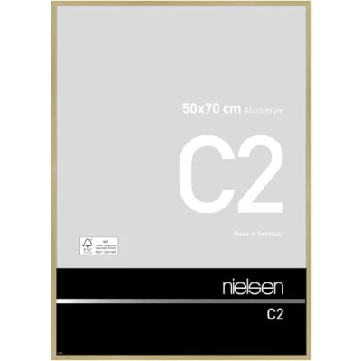 Image of nielsen C2 Photo Frame, 50x70cm Gold Aluminium Picture Frame with Protective Float Glass and Push Turn Clips Soft