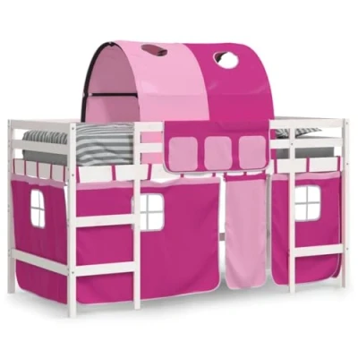 Image of vidaXL Kids&#039; Loft Bed with Tunnel Pink 80x200cm Solid Wood Pine