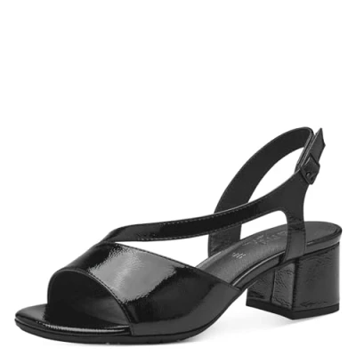 Image of Jana Women&#039;s 8 28378 42 Heeled Sandal, Black Gloss, 3.5 UK