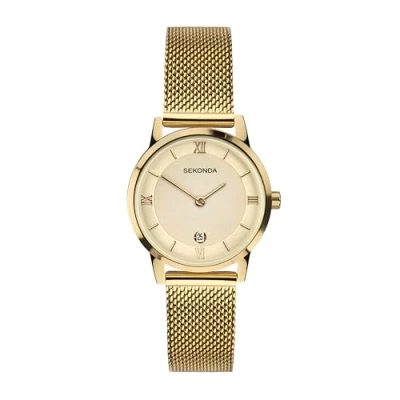 Image of Sekonda Women&#039;s Quartz Watch with Beige Dial Analogue Display and Gold Stainless Steel Bracelet 2103.27