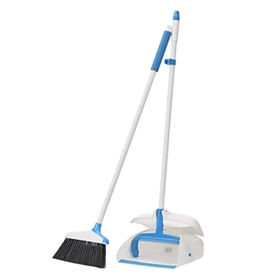 Image of Amazon Basics Broom with Handled Dustpan, Blue&amp;White