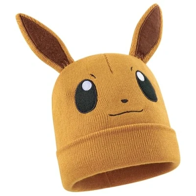 Image of Pokemon Beanie Hat for Kids Warm Cosy Knitted Winter Hats One Size Anime Gifts (Mustard Eevee)