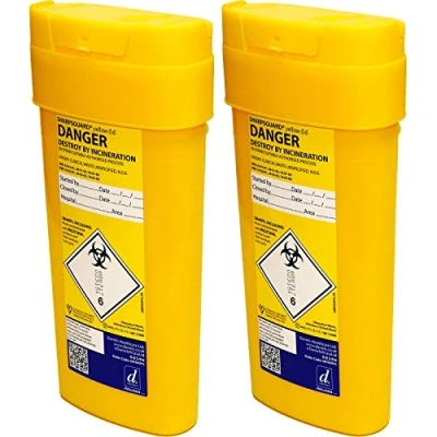 Image of Qualicare Sharps Safe Needle Syringe Insulin Disposal Surgery Waste Bin Box 0.6 Litre, Twin Pack