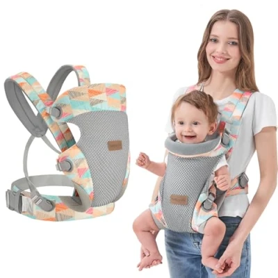 Image of IULONEE Baby Carrier, Upgrade Newborn to Toddler Carrier with Lumbar Support Ergonomic Infant Wrap Convertible Front and Back Backpack Carry for Babies 3 36 Months Colorful