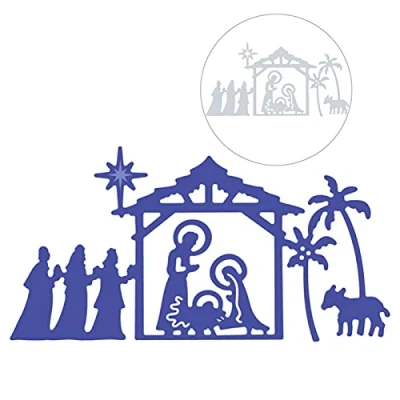 Image of Die Cuts for Card Making,Holy Nativity Cutting Dies DIY Scrapbook Emboss Paper Cards Photo Stencil Mold Silver