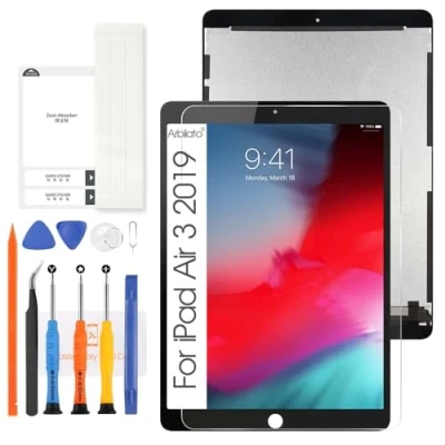 Image of Arbilato Screen Replacement for iPad Air 3 2019 LCD Display A2153 A2123 A2152 Touch Digitizer Glass Panel Full Assembly with Repair Tools 3rd Gen (Black)