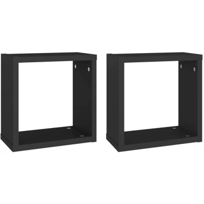 Image of vidaXL Wall Cube Shelves 2 pcs Black 30x15x30 cm