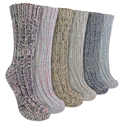 Image of 6 Pack Womens Alpaca Wool Boot Socks Sock Snob Ribbed Walking for Wellington Boots (4 8, Multicoloured)