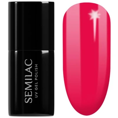 Image of SEMILAC 571 Neon Strawberry Nail UV Gel Polish Long Lasting and Easy to Apply Soak off UV/Led Perfect for Home Professional Manicure Pedicure 7 ml