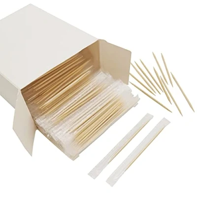 Image of BLUE TOP Wood Bamboo Individually Cello Wrapped Toothpicks 2.5Inch Pack 1000 High Class Appetizer Picks Sturdy Food Pick for Appetizers Cocktails Fruit Olive Picks.