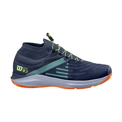 Image of Wilson Men&#039;s Tennis Shoes, KAOS 3.0 SFT PARIS, Blue/Orange/Green, Size 8.5, For All Surfaces, Types of Player, WRS326910E085