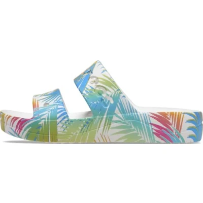 Image of Crocs Women&#039;s Baya Platform Tropical Print Amazon Sandal Clog, White Multi, 7 UK Men 8 Women