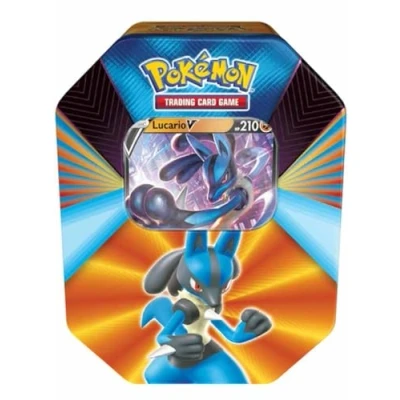 Image of Pokémon V Forces Tin Lucario V, Galarian Slowbro or Mew (One at Random) Card Game Ages 6+ 2 Players 10+ Minutes Playing Time