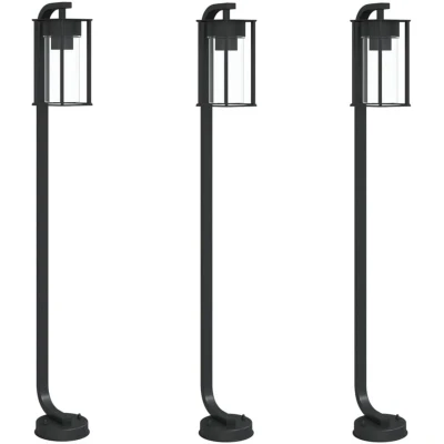 Image of vidaXL Outdoor Floor Lamps 3pcs Black 100 cm Stainless Steel