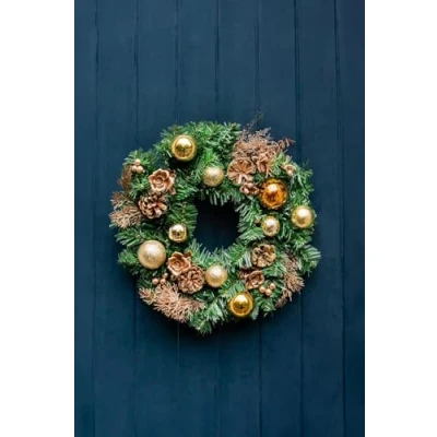 Image of Marco Paul Christmas garland with LED Lights, Battery Operated Pre Lit Artificial pinecones and baubles for Decor, fireplace Indoor Outdoor (180cm Snow Frosted)