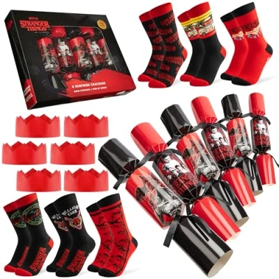 Image of Stranger Things Christmas Crackers Set of 6 with Gifts Inside for Teenagers and Women Her