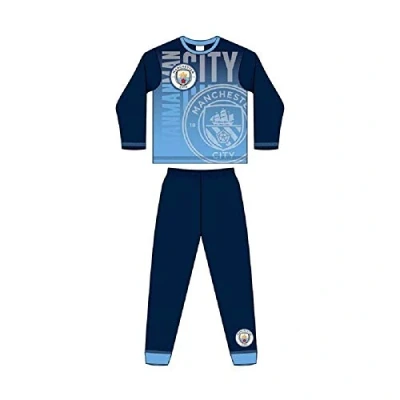 Image of Boys Manchester City Pyjamas 4 12 Years Long Sleeve Man PJs Kids Nightwear (5 6 Years) Blue