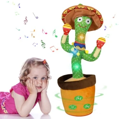 Image of MeHoo Talking Cactus Toy, Dancing Toy Repeat What You Say, Funny Plush Interactive Figures for Kids, Singing Lighting Voice Recording Learning Toys with Volume Control 120 Songs