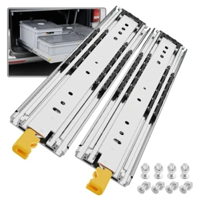 Image of SHUHANG Heavy Duty Drawer Runners With Lock 220kg Load Capacity Industrial Slides Full Extension Ball Bearing 500 600 700 800 900 1000 1100 1200 1300 1400 1500 mm, Side Mount 1 Pair