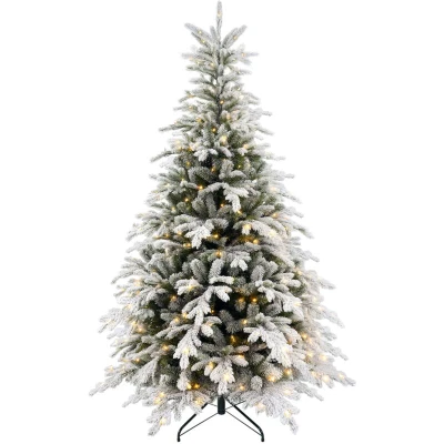 Image of HOMCOM 6 ft Artificial Christmas Tree with Realistic Snow Branches LED Lights 830 897V70GN