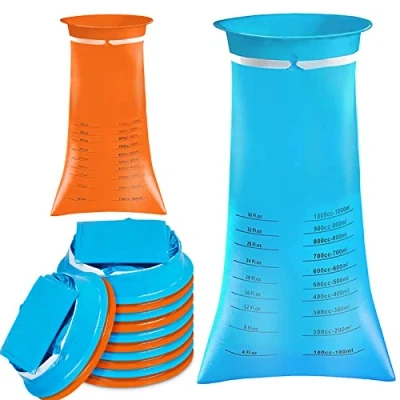 Image of 24 Pack Vomit Bags Disposable Barf Bag, 1000ml Sick High Density Emesis with Snap for Car Travel Motion Sickness, Morning Sickness,Kids (Blue,Orange)