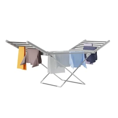 Image of DMD Winged Electric Clothes Airer, 20 Bars Heated Aluminium Rack, Foldable with 15kg Capacity, Energy Efficient Low Wattage Indoor Maiden 230W (Winged Airer)