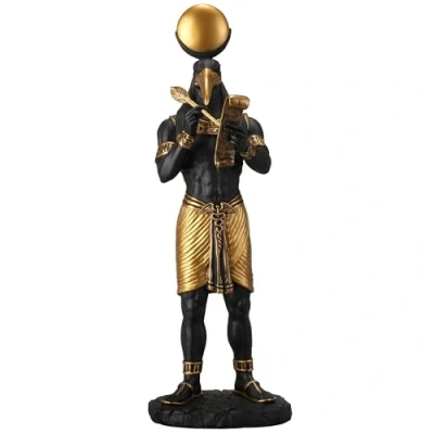 Image of Veronese Design 11 Inch Thoth Egyptian God of Knowledge Black Gold Resin Statue