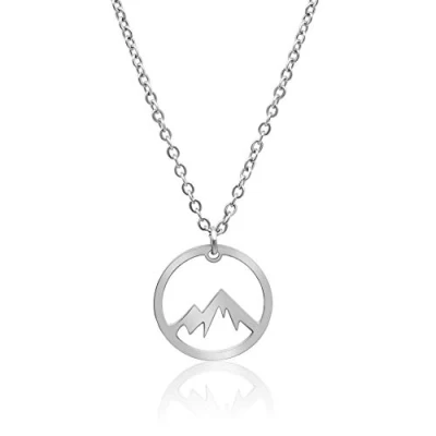 Image of Nuoli® Mountain Chain Women&#039;s (45 + 5 cm Adjustable) Necklace with Pendant for Women and Girls, Stainless Steel Silver