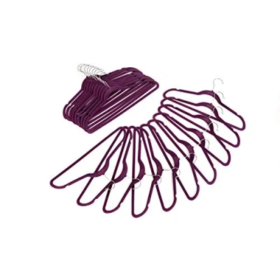 Image of Oypla Pack of 20 Purple Non Slip Space Saving Velvet Clothes Garment Coat Suit Hangers