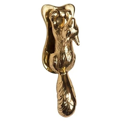 Image of Polished Solid Brass Squirrel Door Knocker Front Furniture Supplied with Fixings