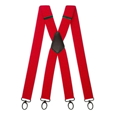 Image of Olata Heavy Duty X Shape Multi Purpose Wide Braces/Suspenders with Carabiner Clips 4cm. Red (Black Clips)