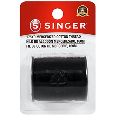 Image of SINGER 65051 Mercerized Cotton Sewing Thread, 175 Yards, Black