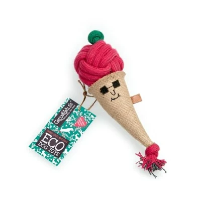 Image of Green &amp; Wilds Eco Friendly Natural Dog Toy Connie The Cornet Suede Jute Sustainable Food Shaped Chew
