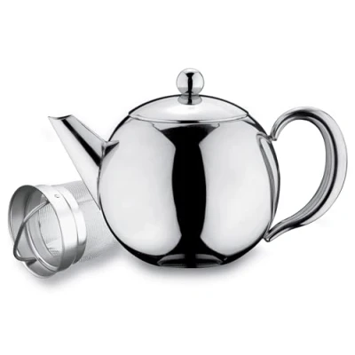 Image of Cafe Ole by Grunwerg RTD 12 Rondeo 18/10 Stainless Steel Double Wall Teapot with Infuser, 1.2 litres, Stainlesssteel