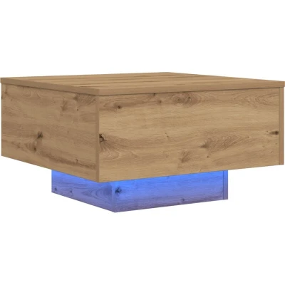 Image of vidaXL Coffee Table with LED Lights Artisan Oak 55x55x31 cm