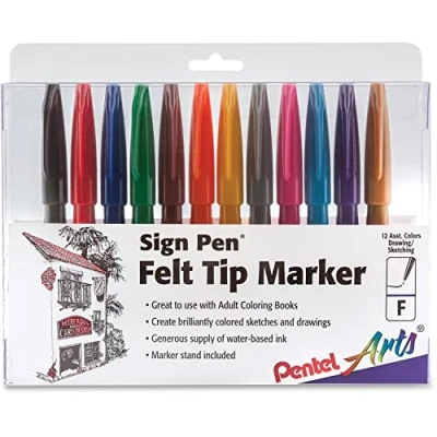 Image of Pentel Assorted Sign Pens S520 Full Range of 12
