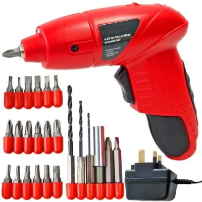 Image of (HomeVibe) Mini Rechargeable Cordless Electric Screwdriver Drill Power Tool Charger + Bits