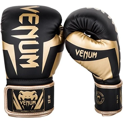 Image of Venum Elite Adults Boxing Gloves, Black (Black/Gold), 10 Oz