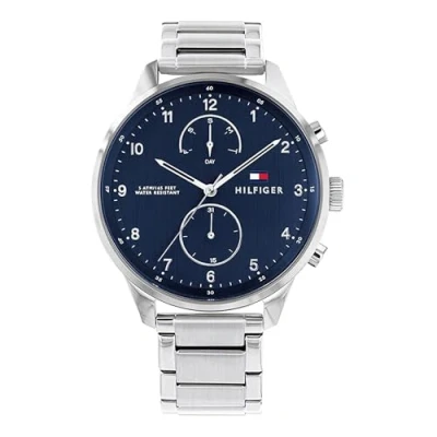 Image of Tommy Hilfiger Chase Watch silvercoloured/blue, Men&#039;s, Size: One Size, Silver coloured/blue